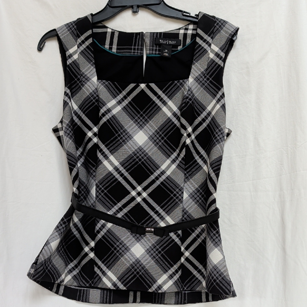 White House Black Market Plaid sleeveless top